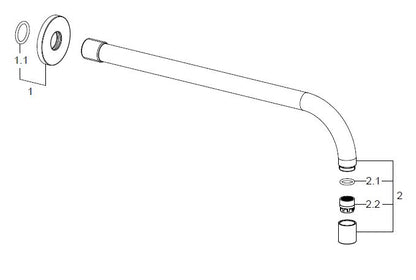 Wiesbaden SLIM 18mm uitloop rond 30cm 1/2'' chroom - WDtegels