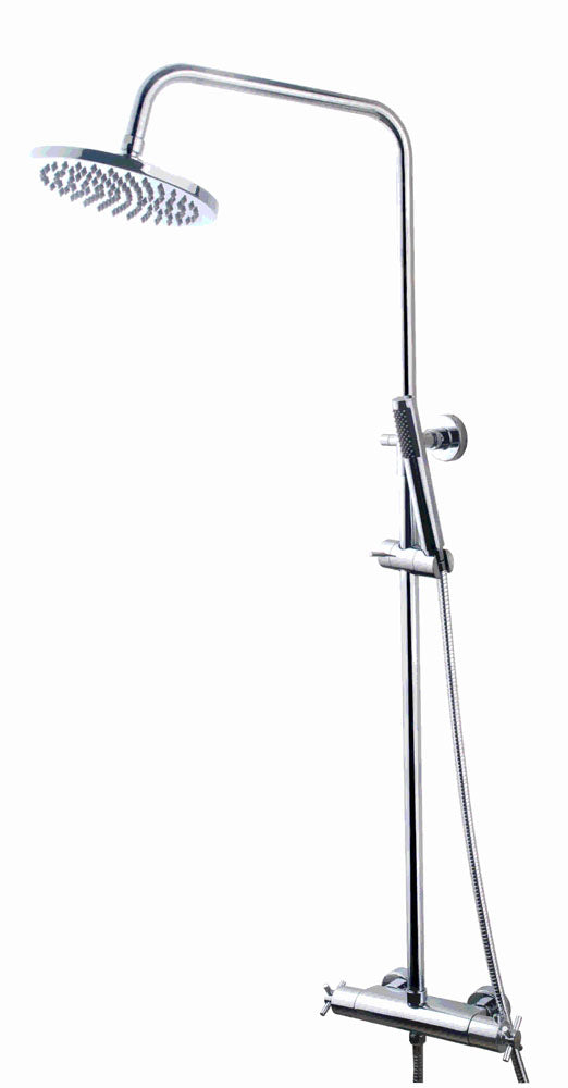Wiesbaden Cross douche-opbouwset + therm. mengkraan chroom - WDtegels