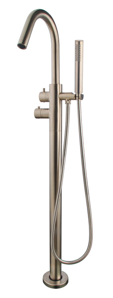 Caral thermostatic bath mixer tap, freestanding, brushed steel PVD
