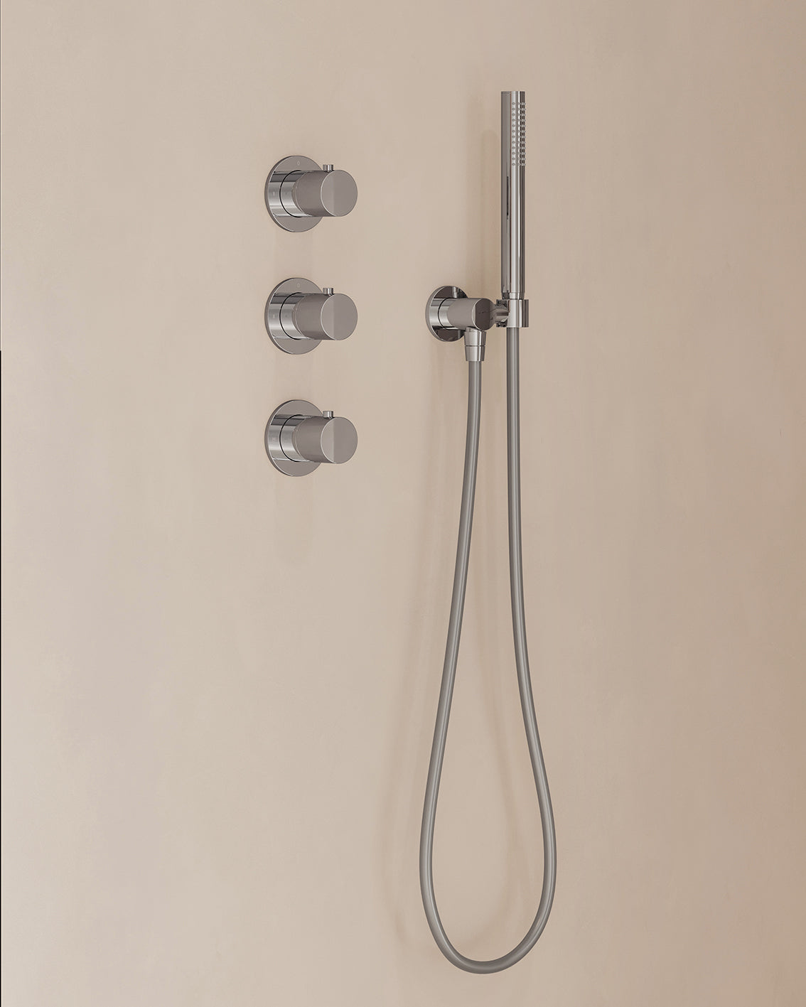 Caral inbouwthermostaat 2 stopkranen compleet met hoofddouche 25cm en staafhanddouche Chroom - detailfoto