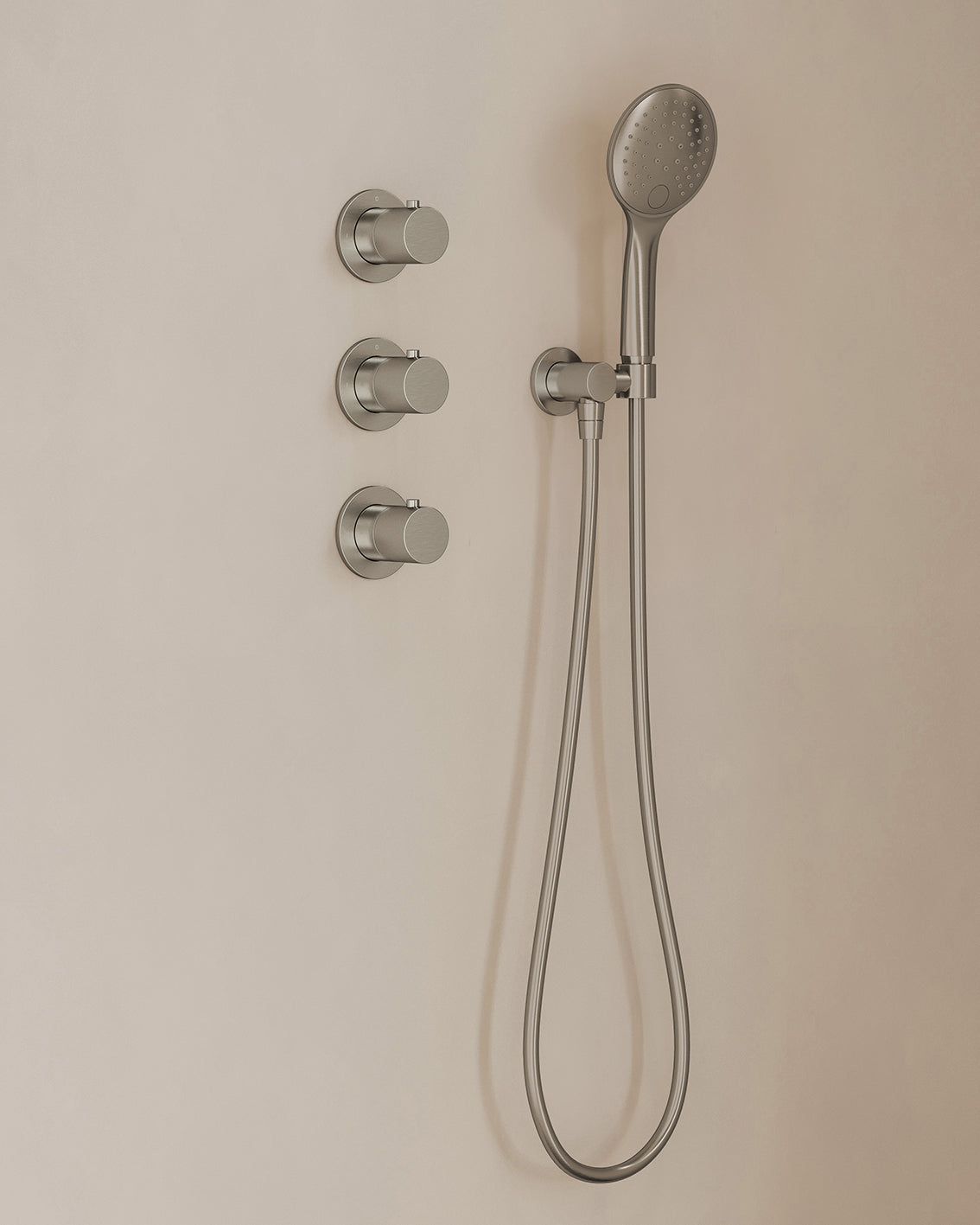 Caral inbouwthermostaat 2 stopkranen compleet met hoofddouche 30cm en handdouche 3 standen Geborsteld staal - detailfoto