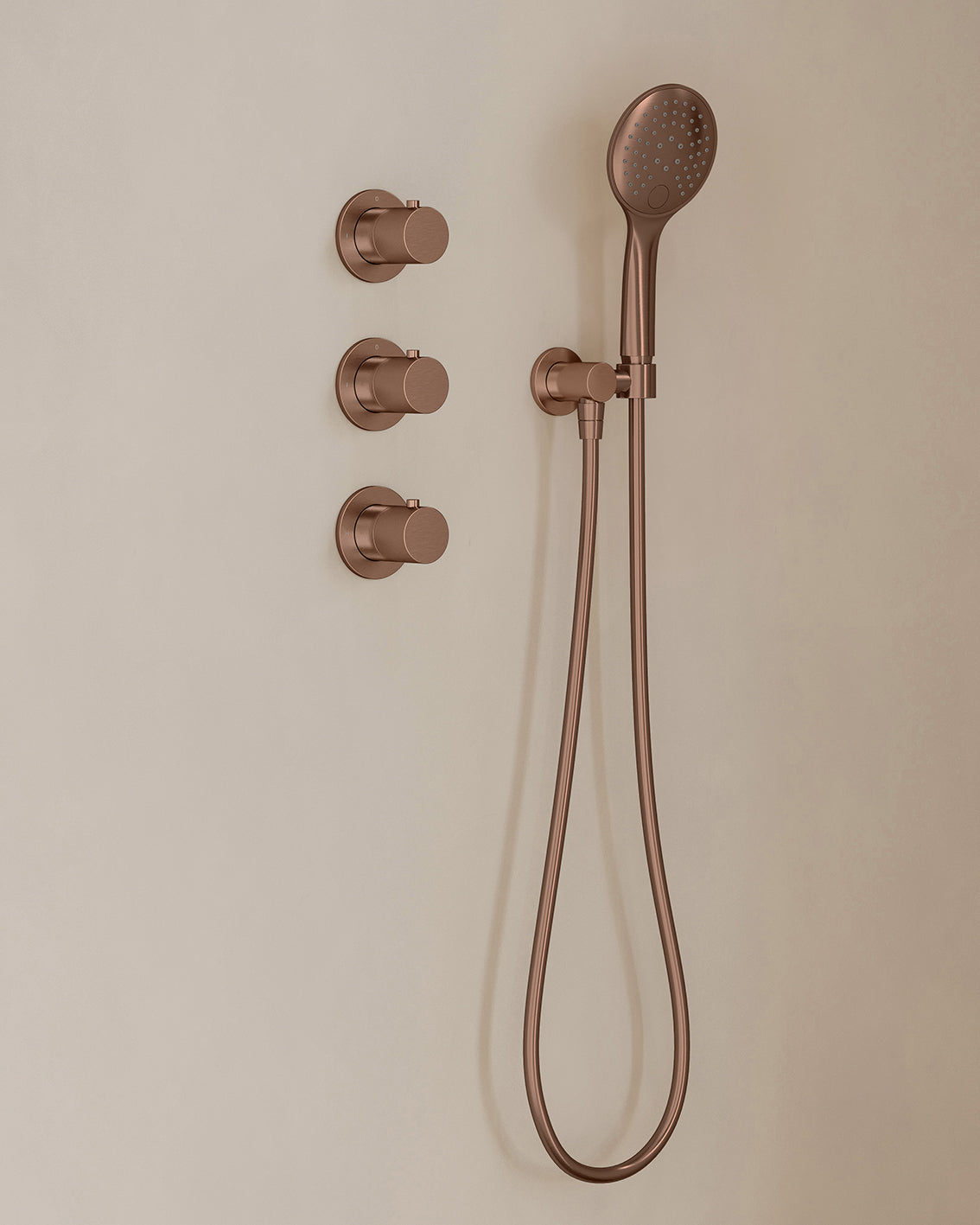 Caral inbouwthermostaat 2 stopkranen compleet met hoofddouche 30cm en handdouche 3 standen Geborsteld brons koper - detailfoto