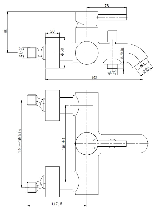 Wiesbaden Cadans bath mixer with diverter chrome