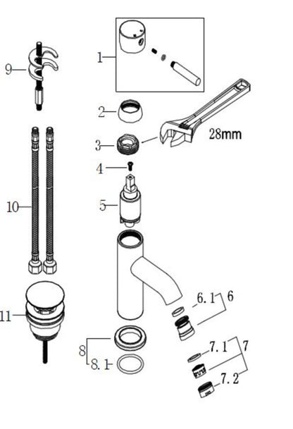 Cadans bidetkraan met waste chroom 8719323030312