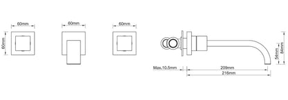 Wiesbaden Rombo built-in washbasin mixer tap 2-button chrome