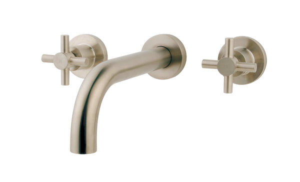 Wiesbaden Cross built-in washbasin mixer 2-button brushed steel