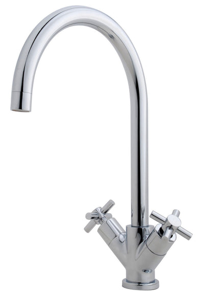 Grifo mezclador de cocina Wiesbaden Cross de 2 botones cromado