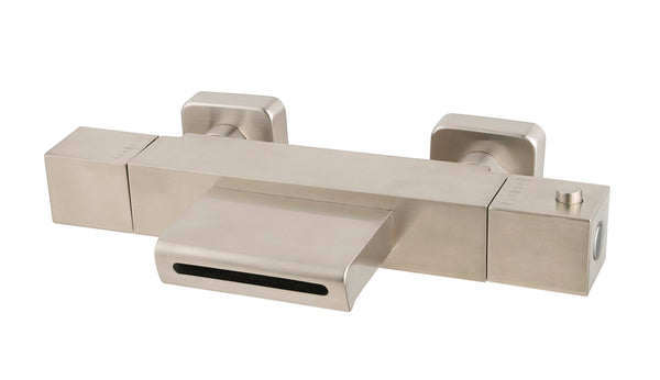 Rombo thermostatic bath mixer waterfall brushed steel PVD