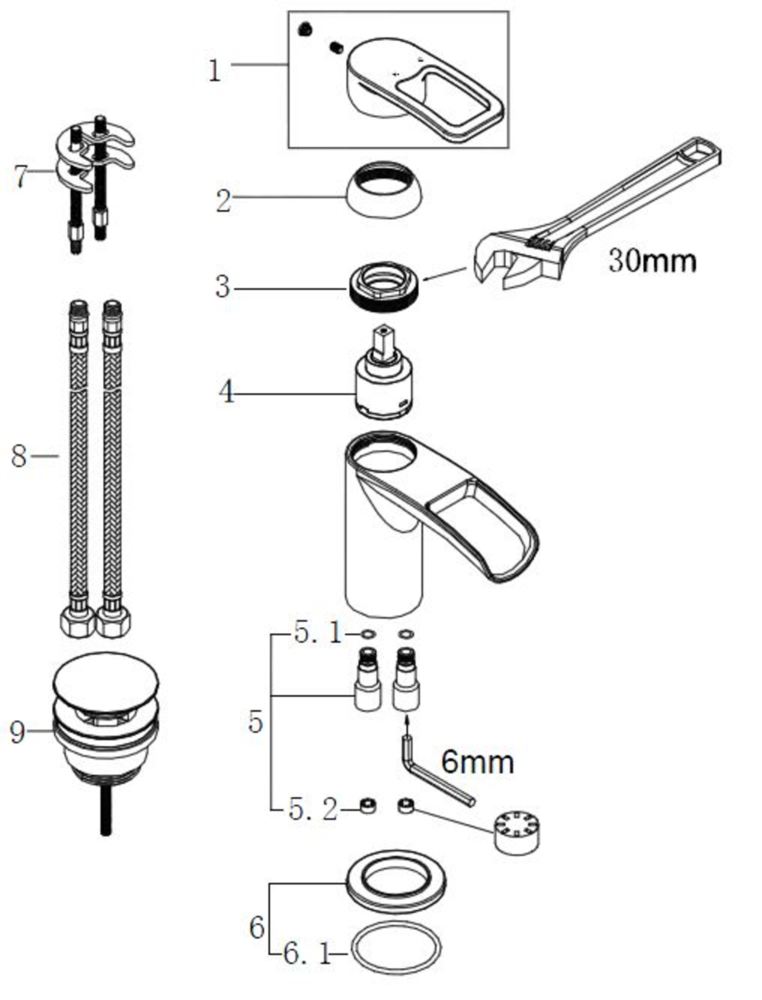 Alegra wastafelkraan waterval met waste chroom 8718053679525