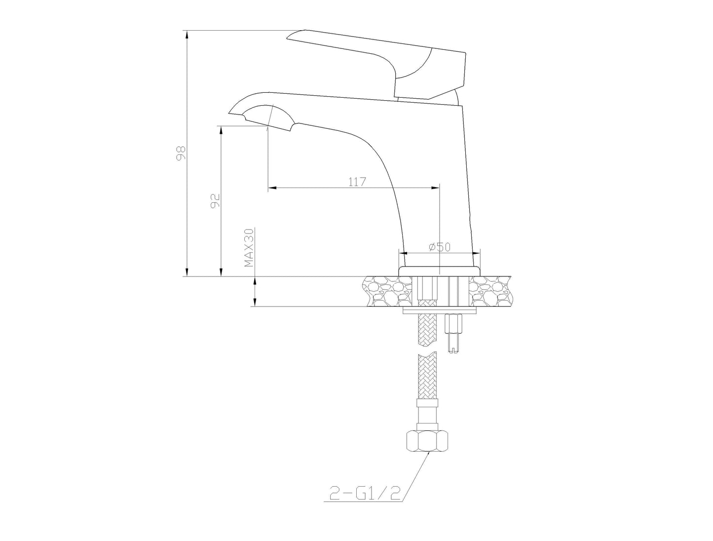 Wiesbaden Tarma eenhendel-wastafelmengkraan laag wit/chroom
