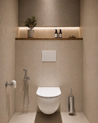 304 bidetset met knijphanddouche en doucheslang 120cm Geborsteld RVS - detailfoto