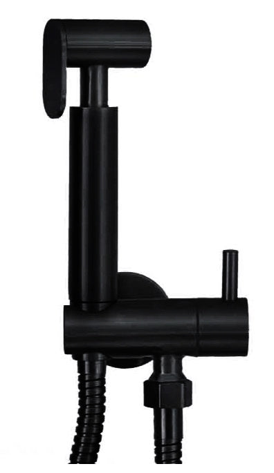 Wiesbaden RVS-304 matzwarte bidet-handdoucheset rond