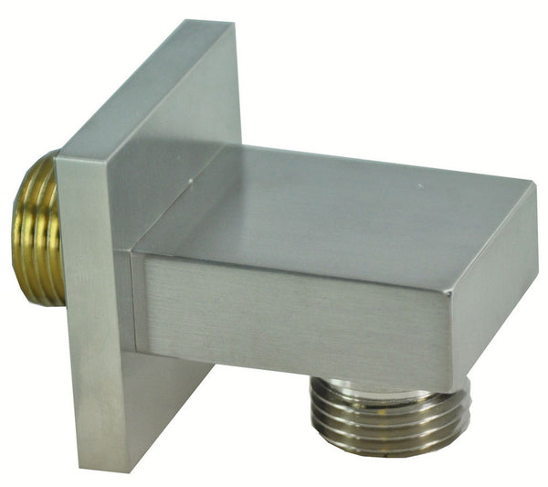 Conexión de ducha de pared de lujo Wiesbaden, cuadrada, de 1/2", de acero cepillado