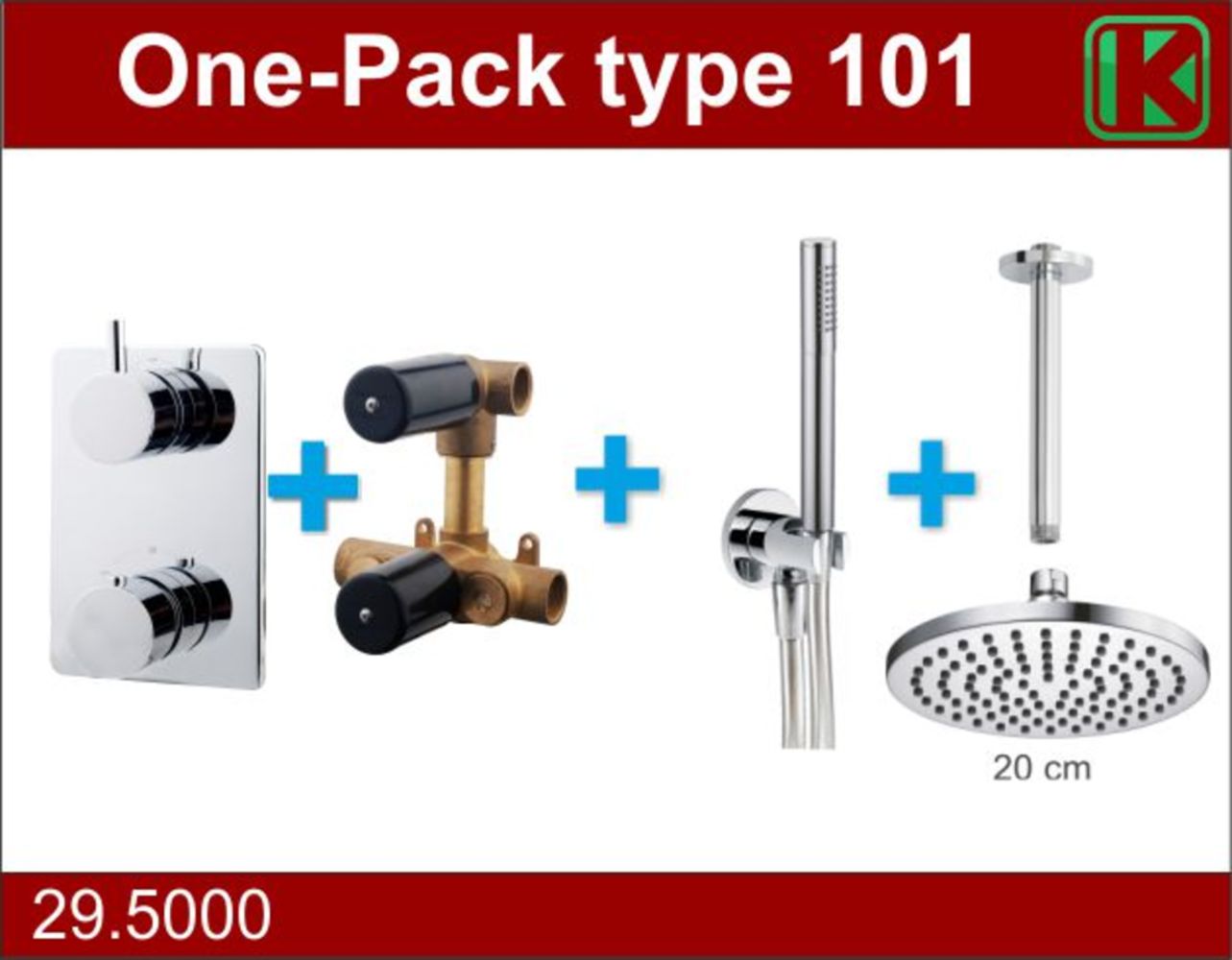 Wiesbaden one-pack inbouwthermostaatset type 101 CHR (20cm) - WDtegels