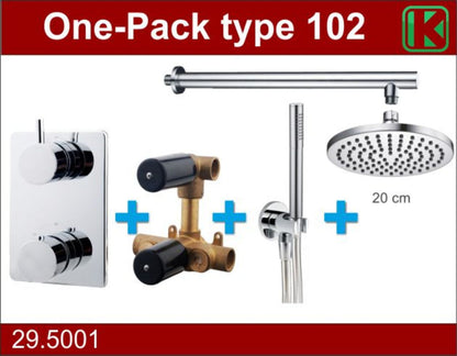 Wiesbaden one-pack inbouwthermostaatset type 102 CHR (20cm) - WDtegels
