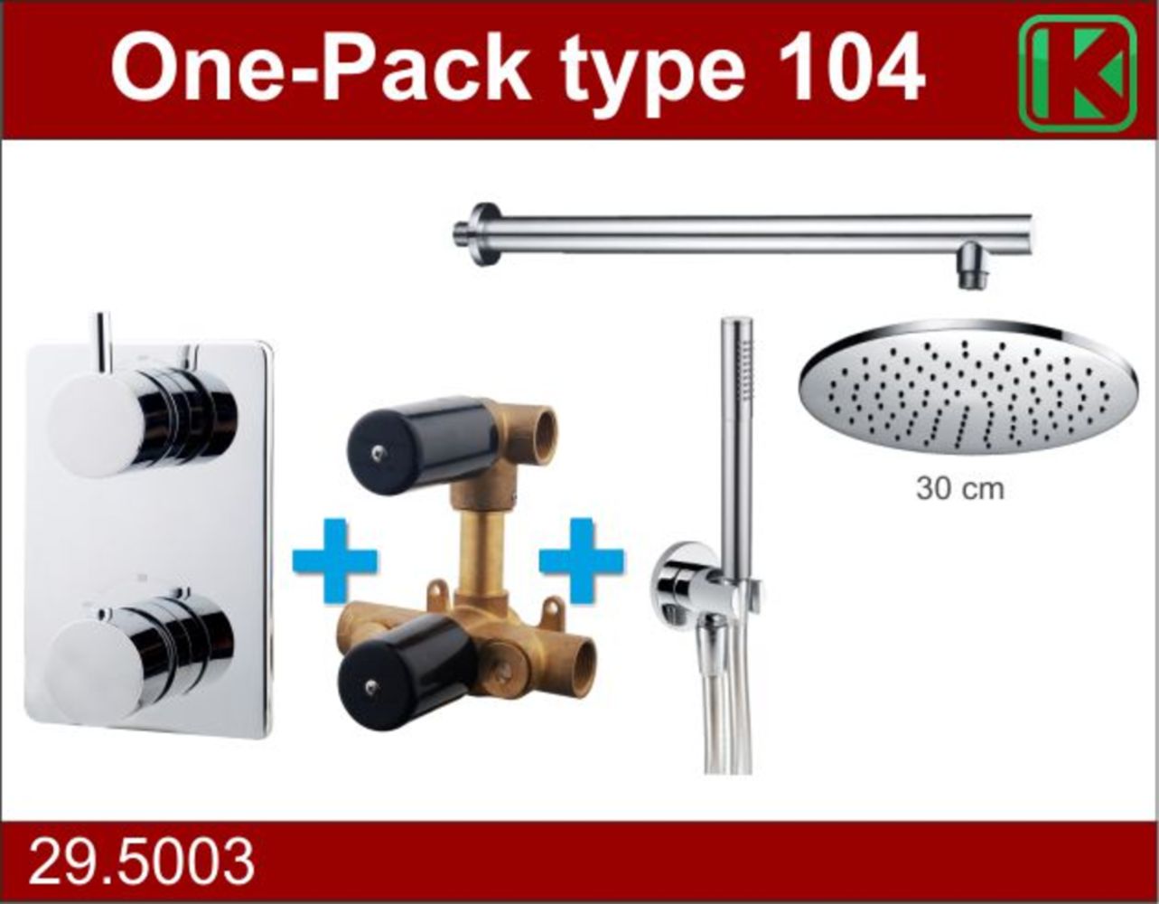 Wiesbaden one-pack inbouwthermostaatset type 104 CHR (30cm) - WDtegels