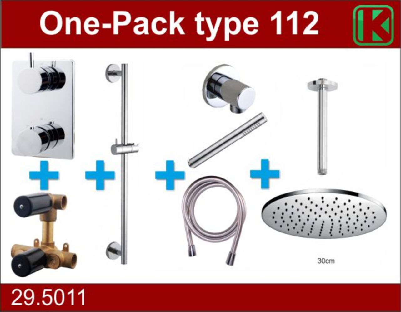 Wiesbaden one-pack inbouwthermostaatset type 112 CHR (30cm) - WDtegels
