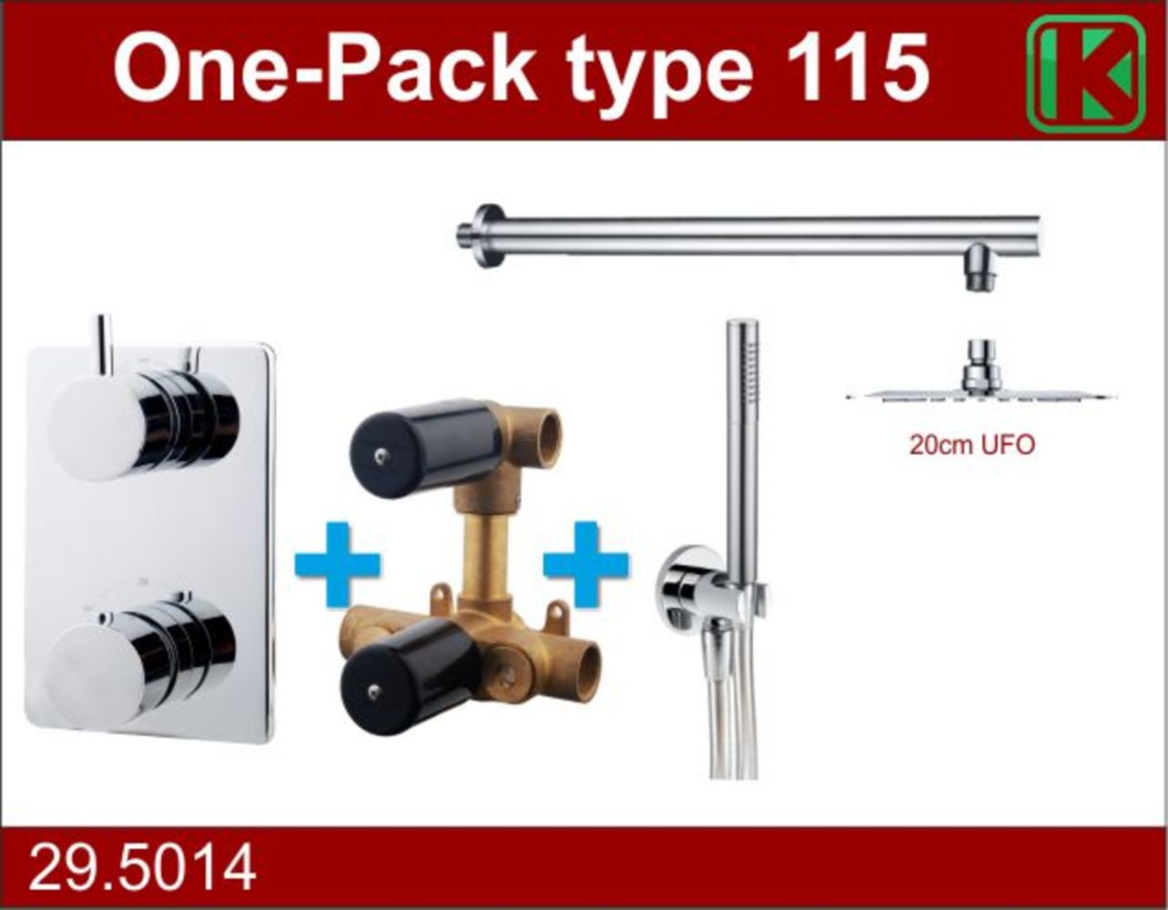 Wiesbaden one-pack inbouwthermostaatset type 115 CHR (20cm ufo) - WDtegels