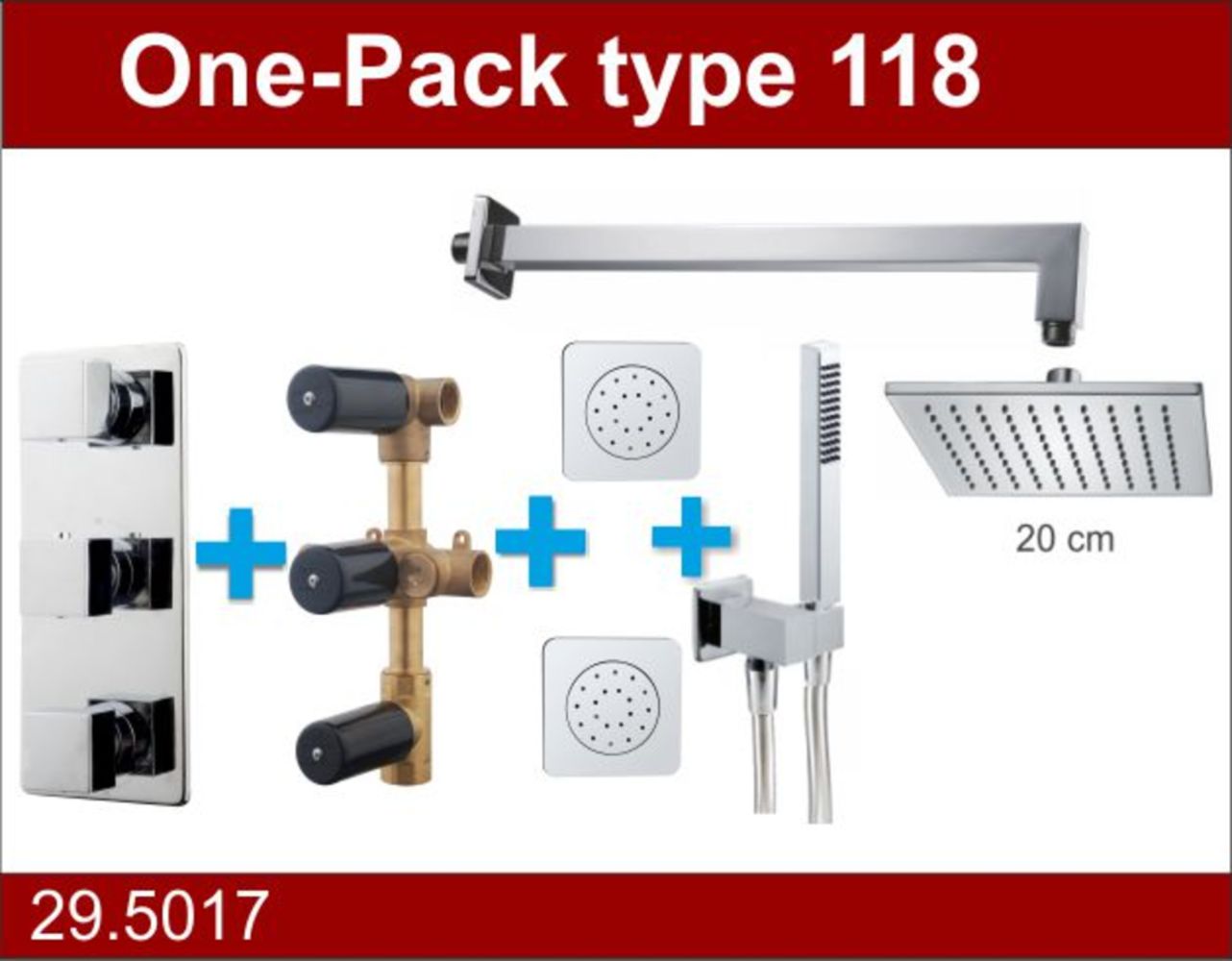 Wiesbaden one-pack inbouwthermostaatset type 118 CHR - WDtegels