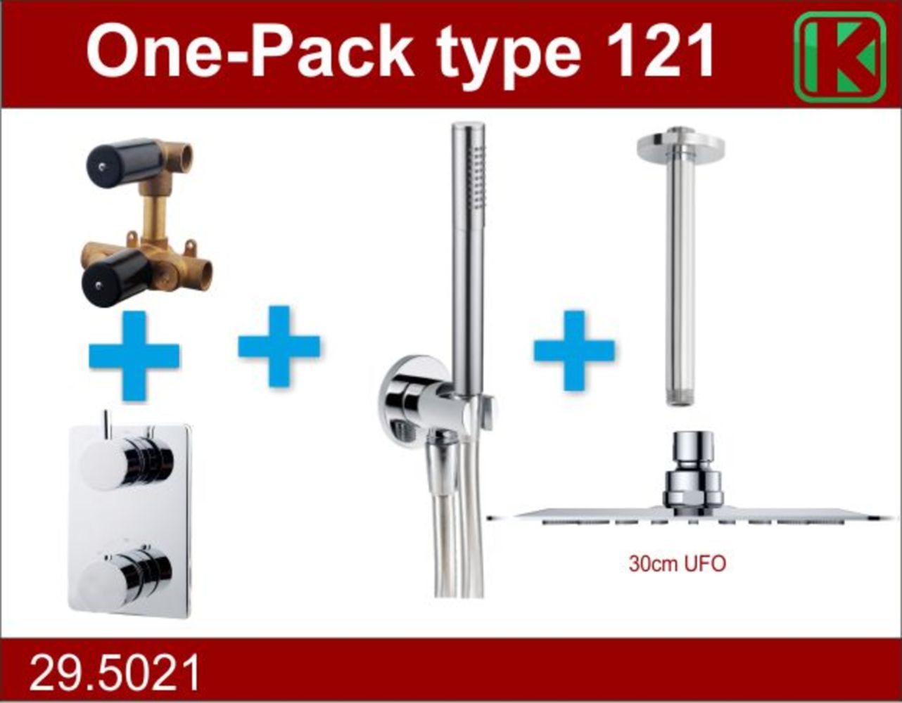 Wiesbaden one-pack inbouwthermostaatset type 121 CHR (30cm ufo) - WDtegels