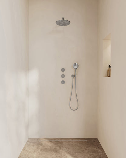 Caral inbouwthermostaat 2 stopkranen compleet met hoofddouche 25cm en handdouche 3 standen Chroom