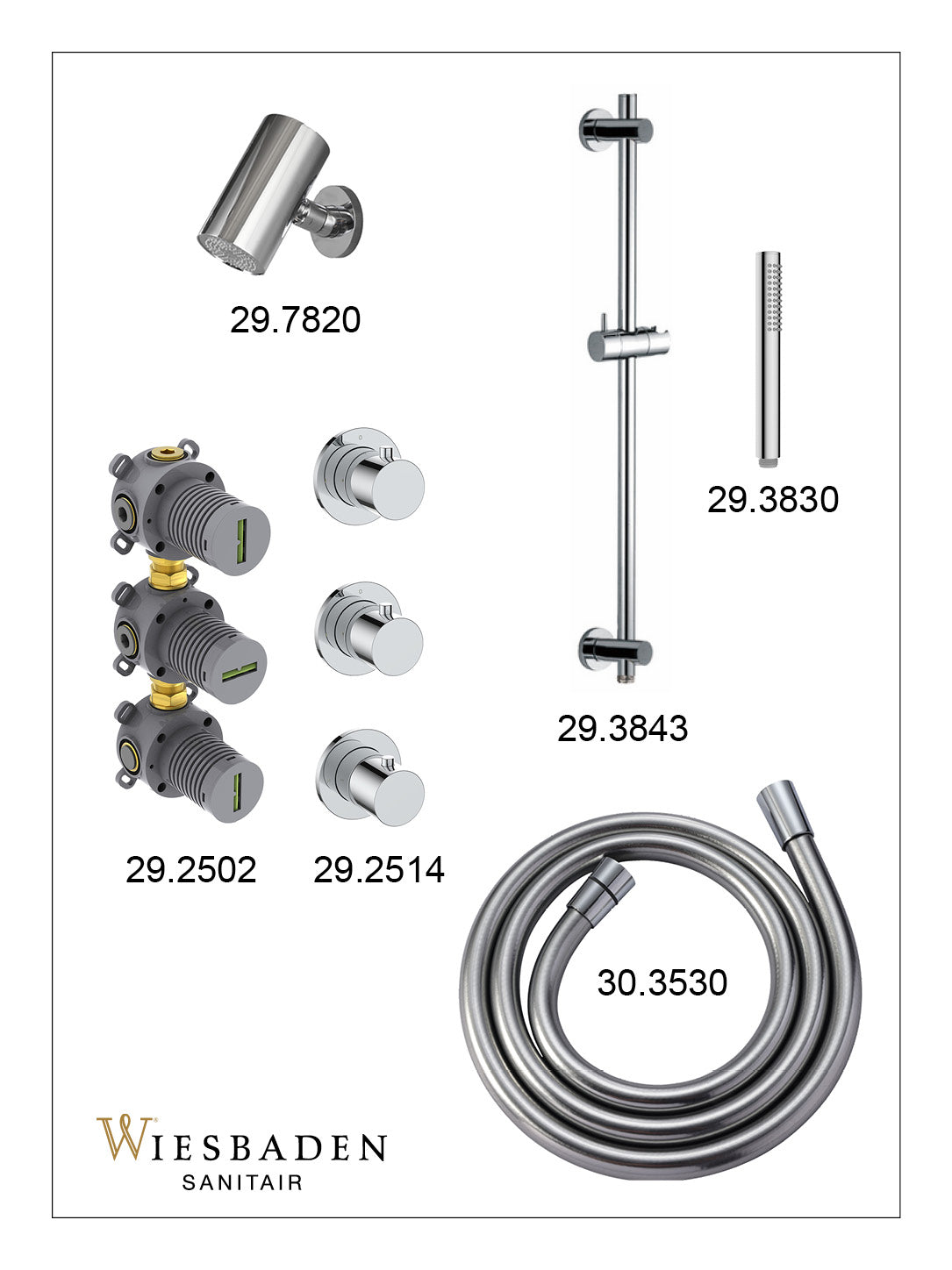 Caral inbouwthermostaatset 2 stopkranen chroom - afbeelding 3