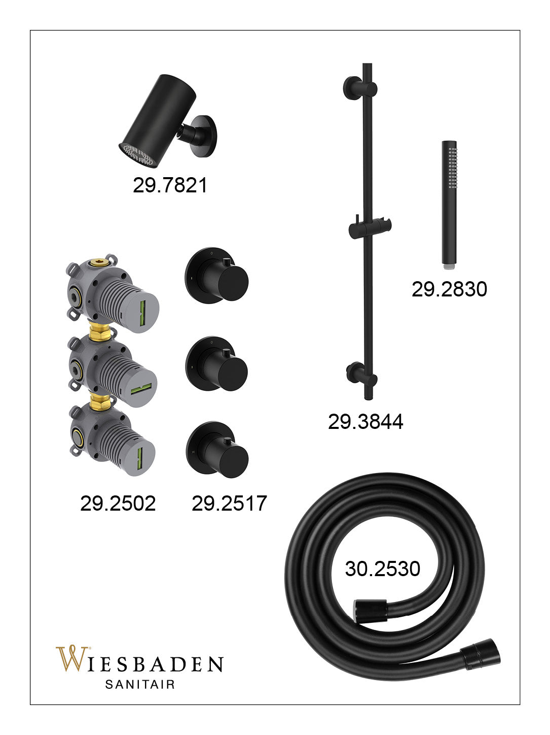 Caral inbouwthermostaatset 2 stopkranen mat zwart - afbeelding 3