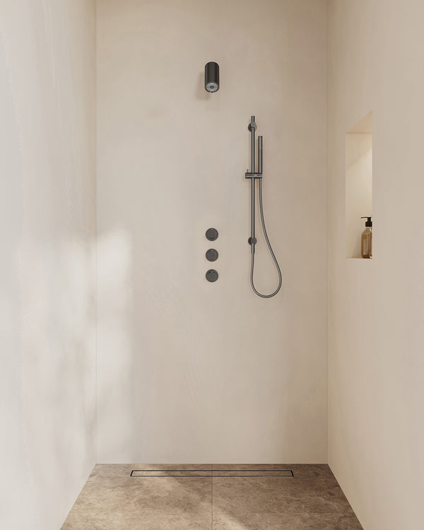 Caral inbouwthermostaat met 2 stopkranen | Beam hoofddouche, glijstang en staafhanddouche | Gunmetal