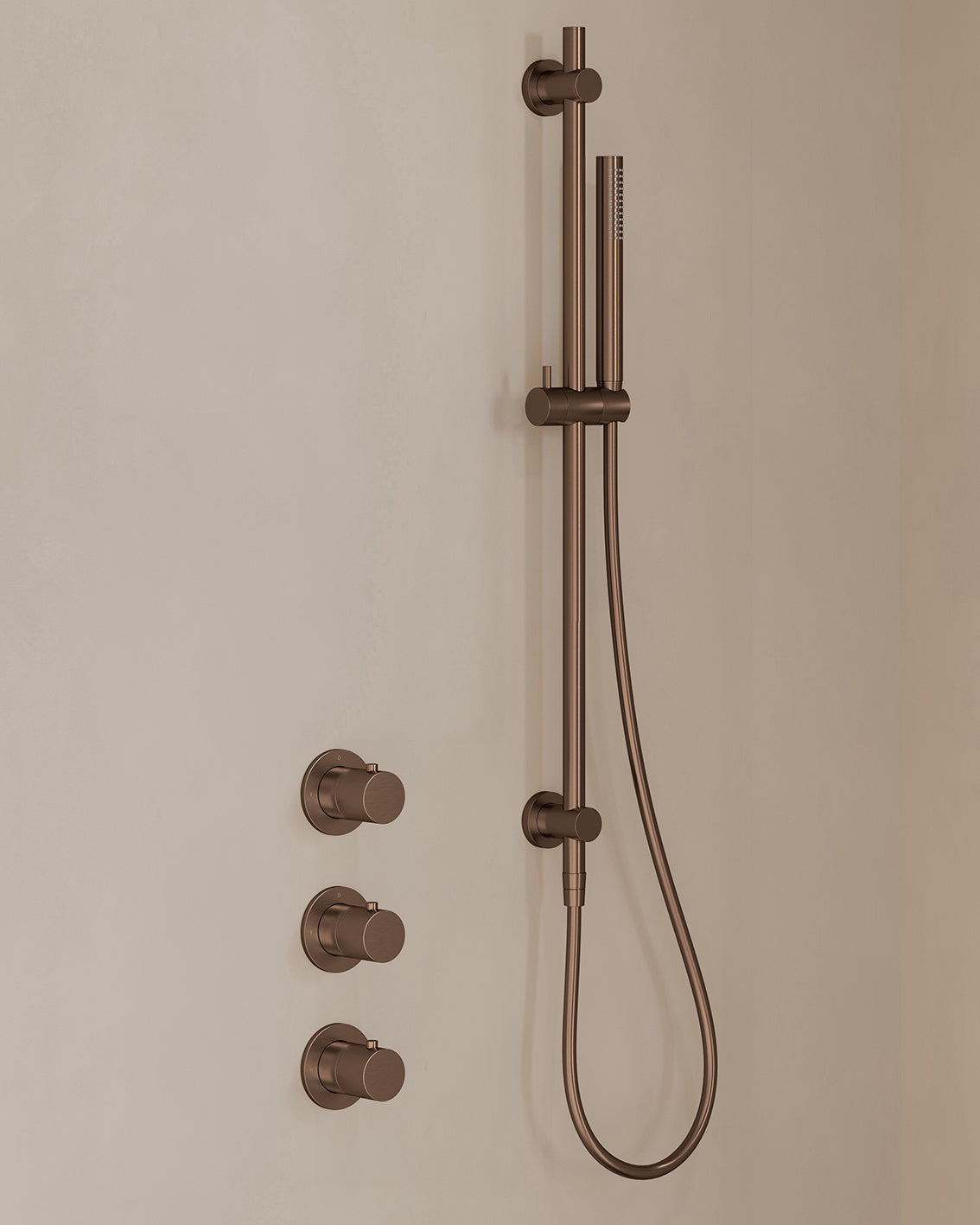 Caral inbouwthermostaatset 2 stopkranen geborsteld brons koper - afbeelding 2