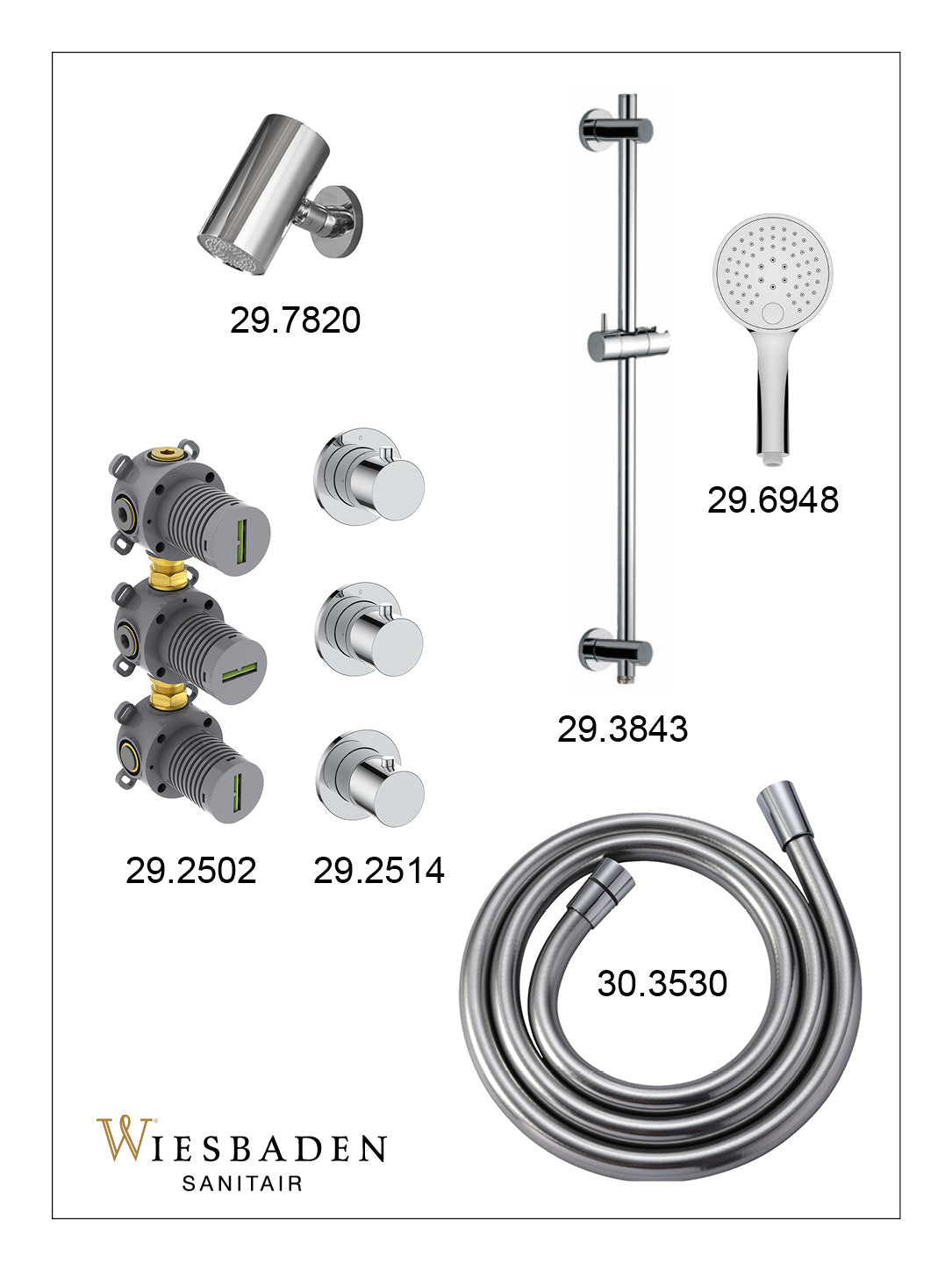 Caral inbouwthermostaatset 2 stopkranen chroom - afbeelding 3