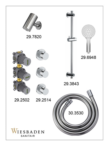 Caral inbouwthermostaatset 2 stopkranen chroom - afbeelding 3