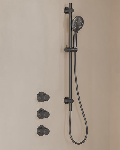 Caral inbouwthermostaatset 2 stopkranen gunmetal - afbeelding 2
