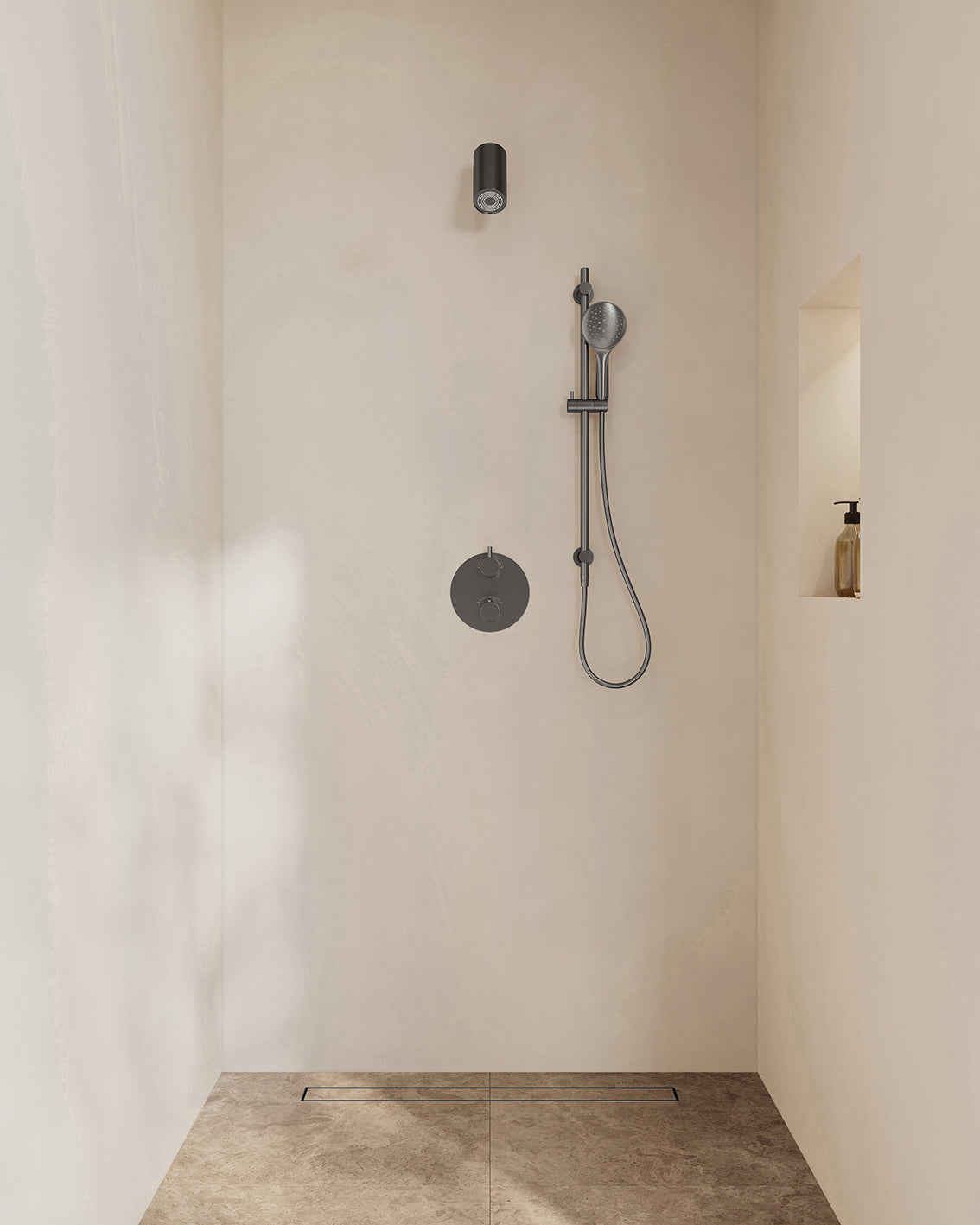 Caral inbouwthermostaatset 2-weg rond gunmetal
