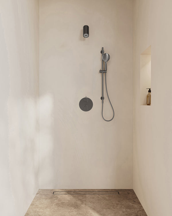 Caral inbouwthermostaat 2-weg rond | Beam hoofddouche, glijstang en handdouche 3 standen | Gunmetal