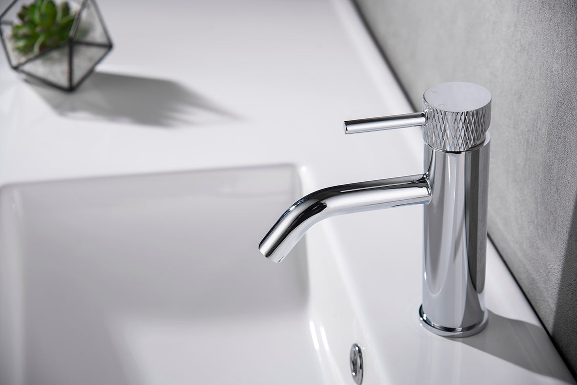 Ribbd wastafelkraan met coldstart chroom