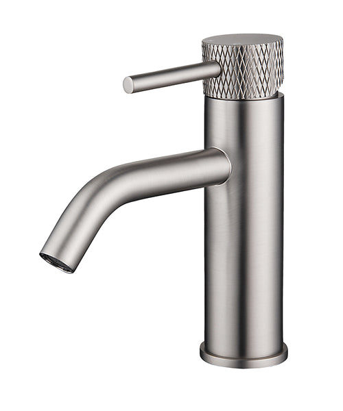 Grifo de lavabo acanalado con arranque en frío en acero cepillado PVD