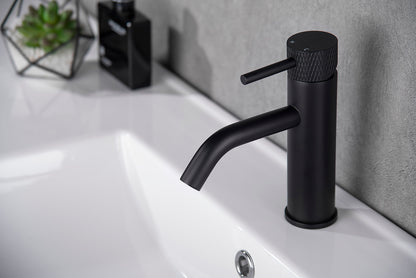 Ribbd wastafelkraan met coldstart mat zwart - WDtegels