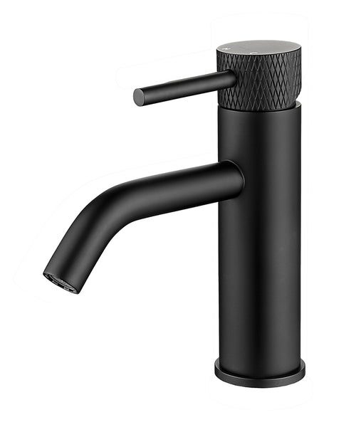Grifo para lavabo acanalado con arranque en frío negro mate