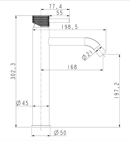 Ribbd XL wastafelkraan hoog | Chroom - WDtegels