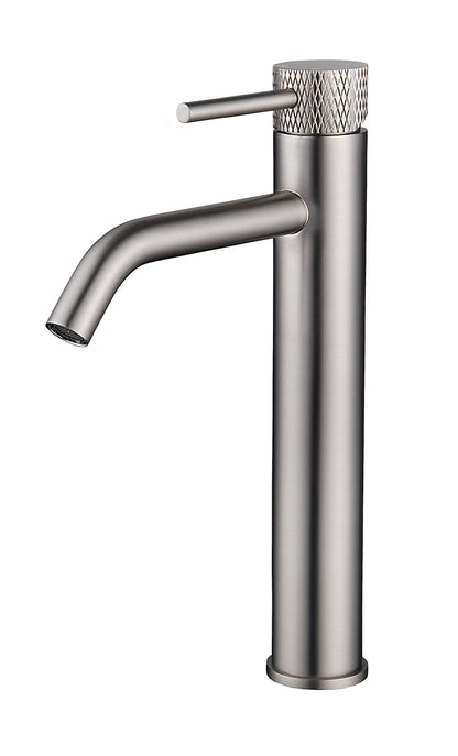 Ribbd XL wastafelkraan hoog met coldstart geborsteld staal PVD - WDtegels