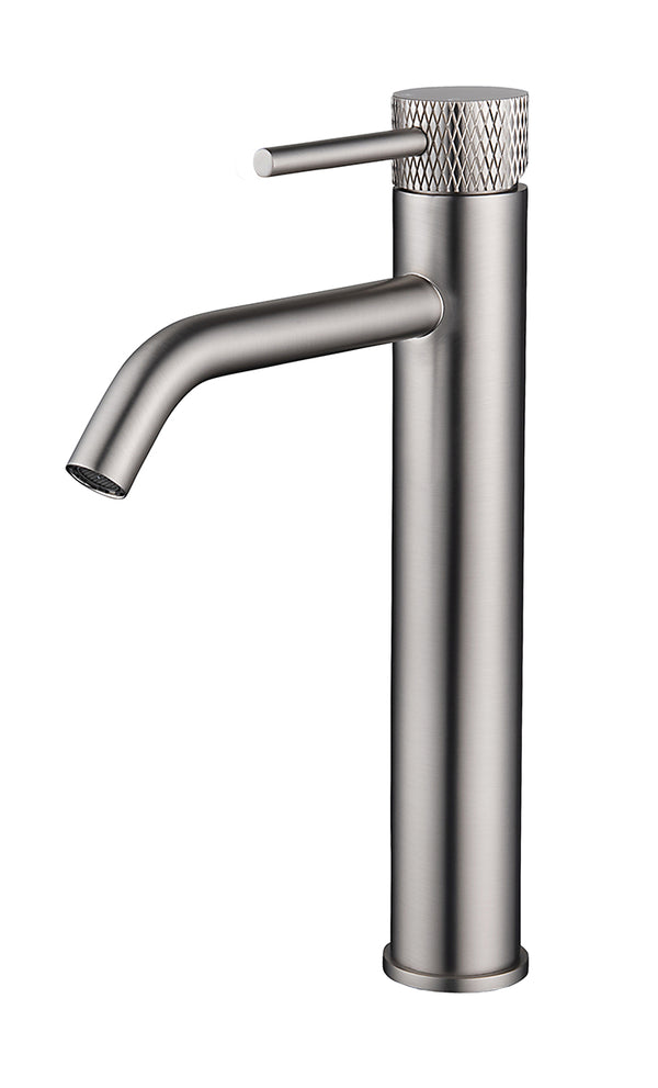 Ribbd XL wastafelkraan hoog met coldstart | Geborsteld staal PVD
