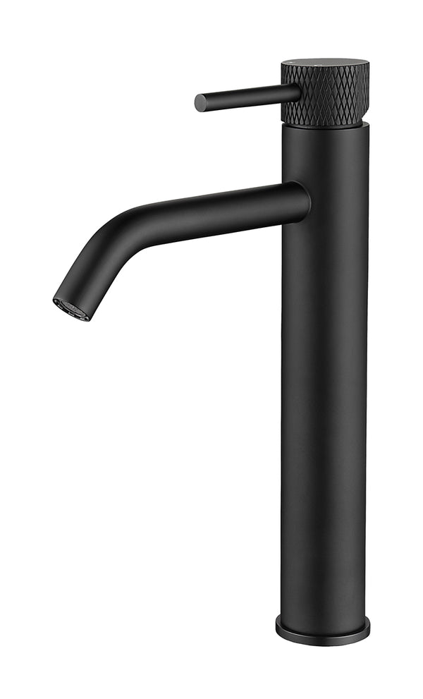 Ribbd XL wastafelkraan hoog | Mat zwart