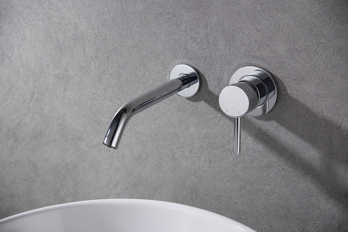 Ribbd eenhendel wastafelkraan inbouw compleet chroom - WDtegels