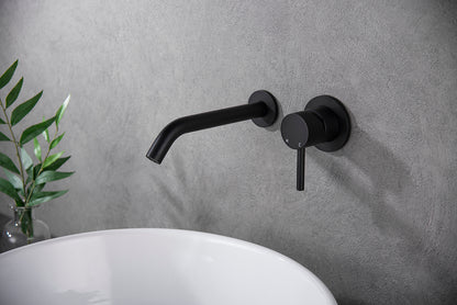 Ribbd eenhendel wastafelkraan met coldstart inbouw compleet mat zwart - WDtegels