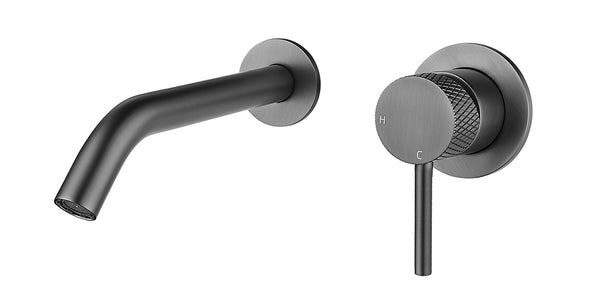 Ribbd eenhendel wastafelkraan met coldstart inbouw compleet | Gunmetal PVD