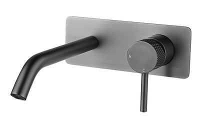 Ribbd eenhendel wastafelkraan met coldstart inbouw compleet gunmetal PVD - WDtegels