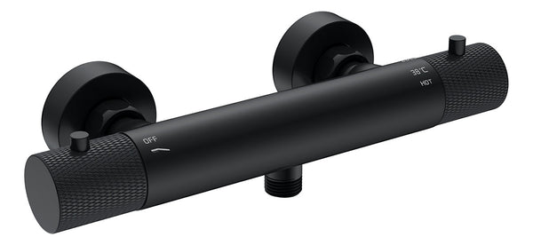 Ribbd thermostatische douchemengkraan hartafstand | 15cm | Mat zwart