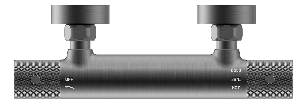 Ribbd thermostatische douchemengkraan hartafstand 15 cm gunmetal PVD - WDtegels