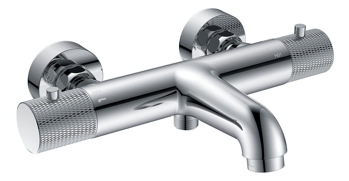 Ribbd thermostatische badmengkraan hartafstand 15 cm chroom - WDtegels