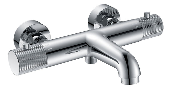 Ribbd thermostatische badmengkraan | 15 cm | Chroom
